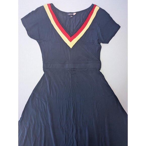 Modcloth Midi Dress Small Lively Dialogue Short Sleeve V-Neck Stretch Jersey - Picture 5 of 12